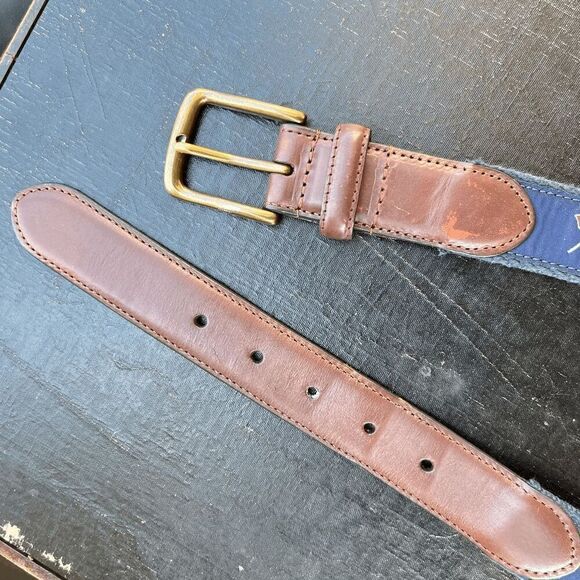 Navy Arnold Palmer Umbrella Logo Embroidered Web Golf Belt, cotton leather - Picture 7 of 7